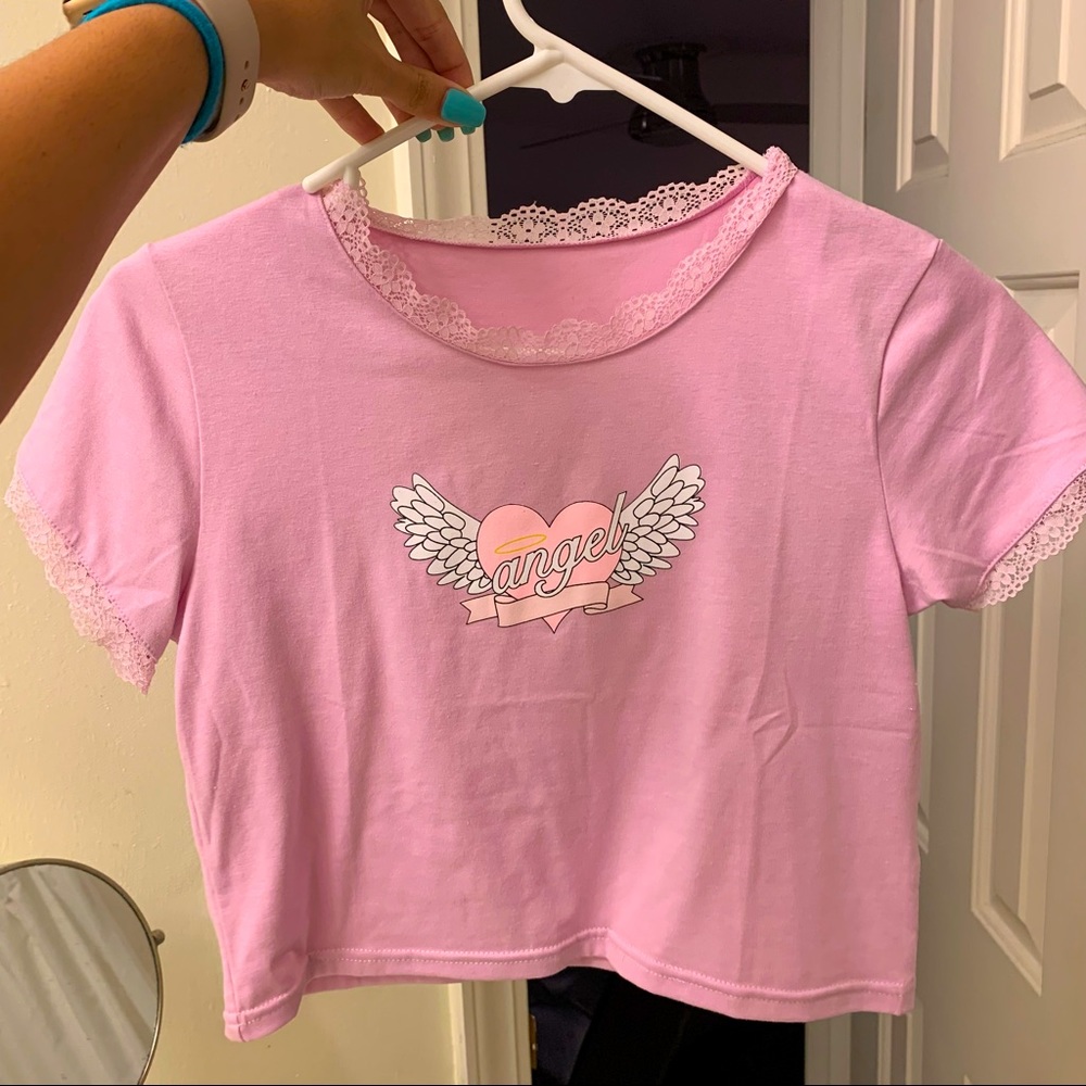 Pink “Angel” Crop Top